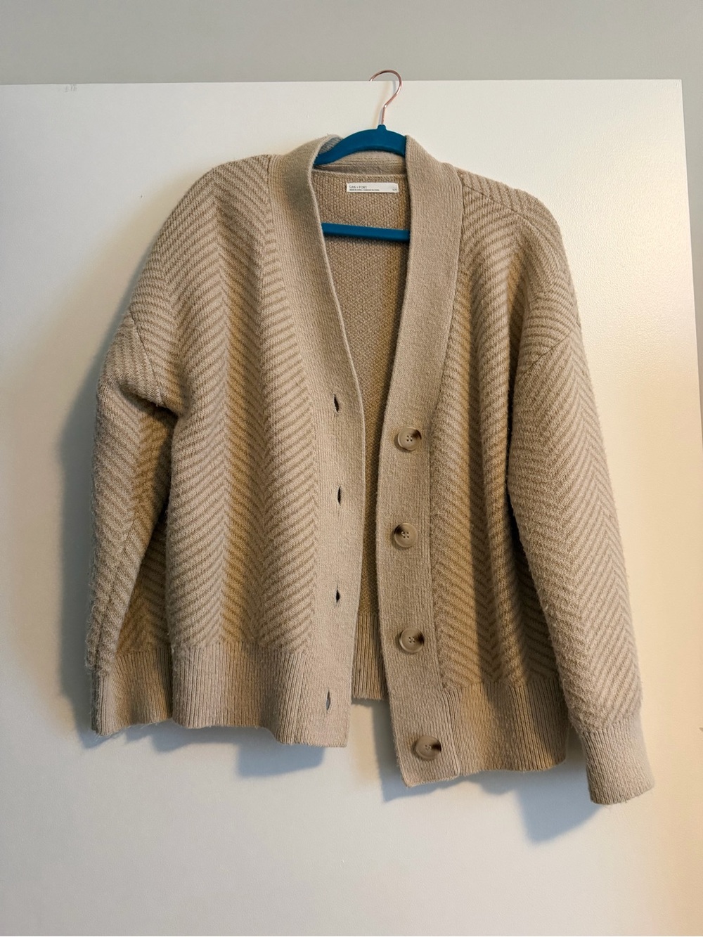 Oak+Fort Cozy Beige Chevron Knit Button-Front Sweater